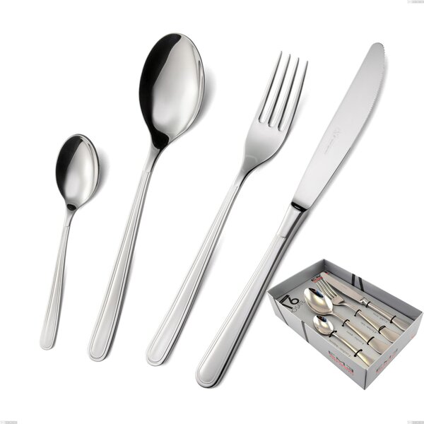 Medea 16-Piece Cutlery Set in Showcase Packaging, Polished AISI 304 Stainless Steel, 3 mm Thickness