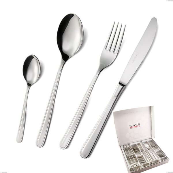 Medea 24-Piece Cutlery Set in Presentation Box, Polished AISI 304 Stainless Steel, 3mm Thickness
