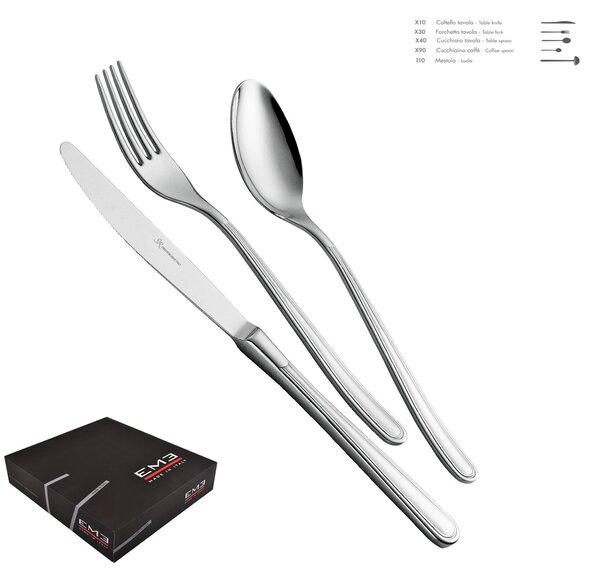 MEDEA 51 Pieces Stainless Steel 1810 Mirror Polished 3.0 mm Thickness Cutlery Set in Gift Box
