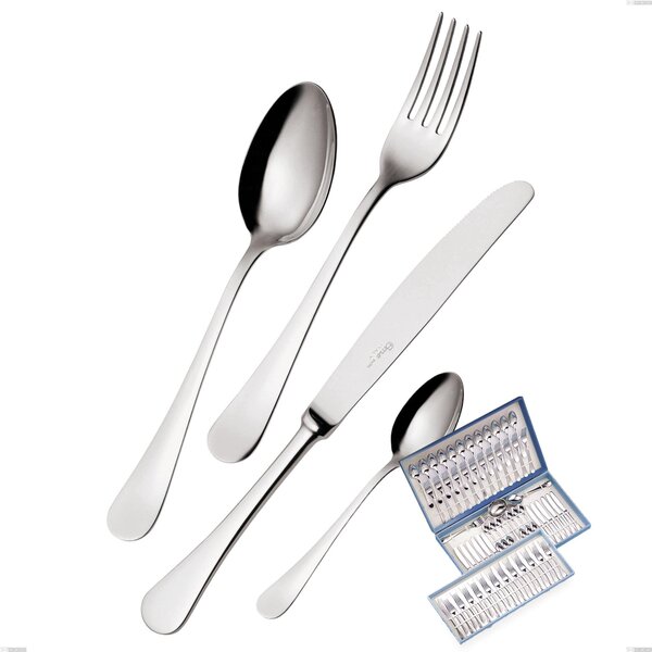 Milano Inox 18/10 75-Piece Cutlery Set in Gift Case, Stainless Steel 18/10 (AISI304) Mirror Polished, 2.5 mm Thickness