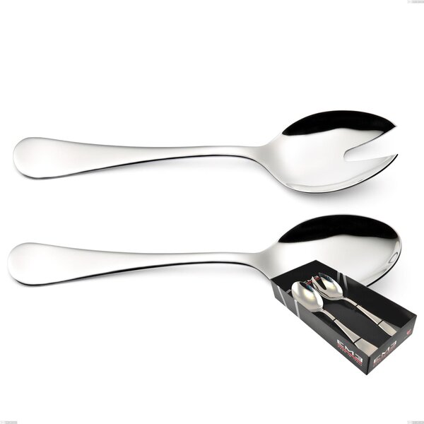Milano Inox 18/10 2-Piece Salad Set, Mirror-Polished Stainless Steel 18/10 (AISI304), 2.5 mm Thickness, in Display Box