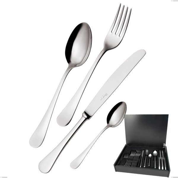24-Piece Milano Inox 18/10 Cutlery Set in Wooden Case, Mirror-Polished Stainless Steel 18/10 (AISI304), 2.5mm Thickness