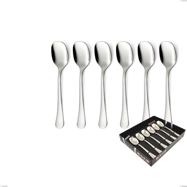 Milano Inox 18/10 Ice Cream Spoon Set of 6, Mirror Polished Stainless Steel 18/10 (AISI304), 2.5 mm Thickness, Display Box Packaging