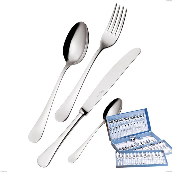 Milano Inox 18/10 113-Piece Cutlery Set in Gift Case, Mirror-Polished Stainless Steel 18/10 (AISI304), 2.5 mm Thickness