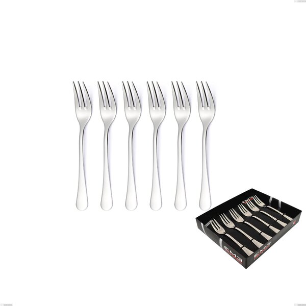 Milano Inox 18/10 Set of 6 Dessert Forks in Display Case, 18/10 Stainless Steel (AISI304) Mirror Polished, 2.5 mm Thickness