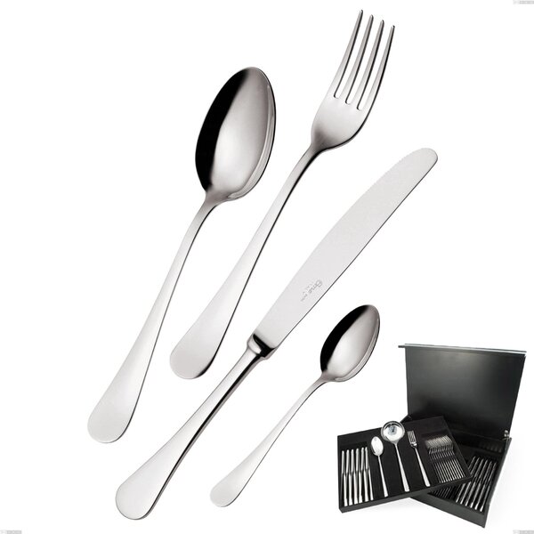 75-Piece Milano Inox 18/10 Cutlery Set in Wooden Case, Mirror-Polished Stainless Steel 18/10 (AISI304), 2.5 mm Thickness
