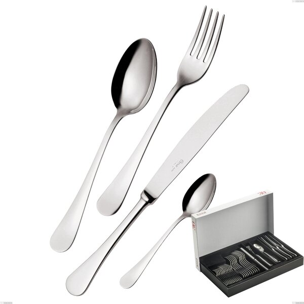 Milano Inox 18/10 30-piece Cutlery Set, Mirror Polished Stainless Steel 18/10 (AISI304), 2.5 mm Thickness in Panoramic Packaging, Economical Knife