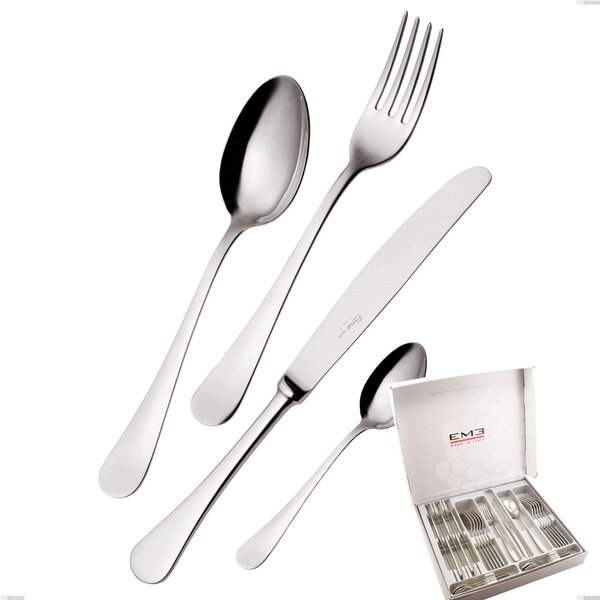 Milano inox 18/10 24 piece cutlery set in economical knife case, Mirror-polished stainless steel 18/10 (AISI304), 2.5 mm thickness