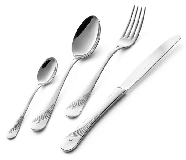 Milano Inciso 30-Piece Cutlery Set in Panoramic Packaging, 18/10 (AISI304) Polished Stainless Steel, 2.5 mm Thickness