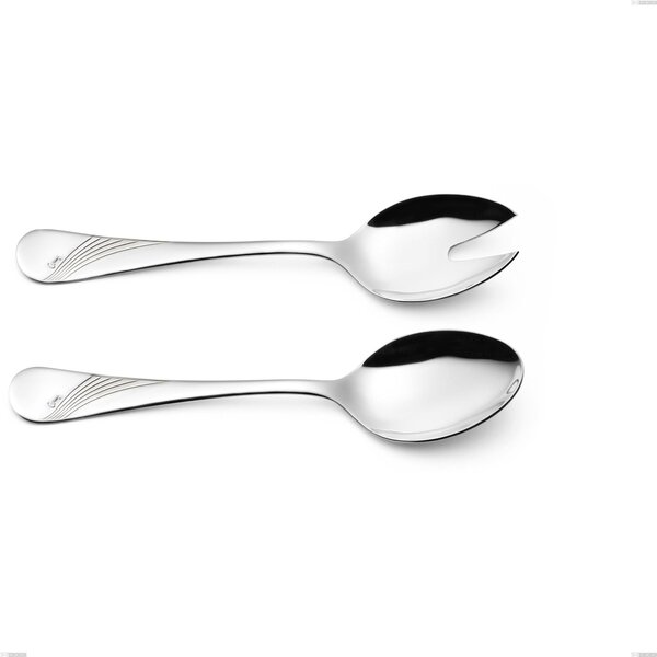 Milano Inciso Salad Cutlery Set, 18/10 (AISI304) Polished Stainless Steel, Mirror Finish, Engraved Handle, 2.5 mm Thickness, Length 233 mm
