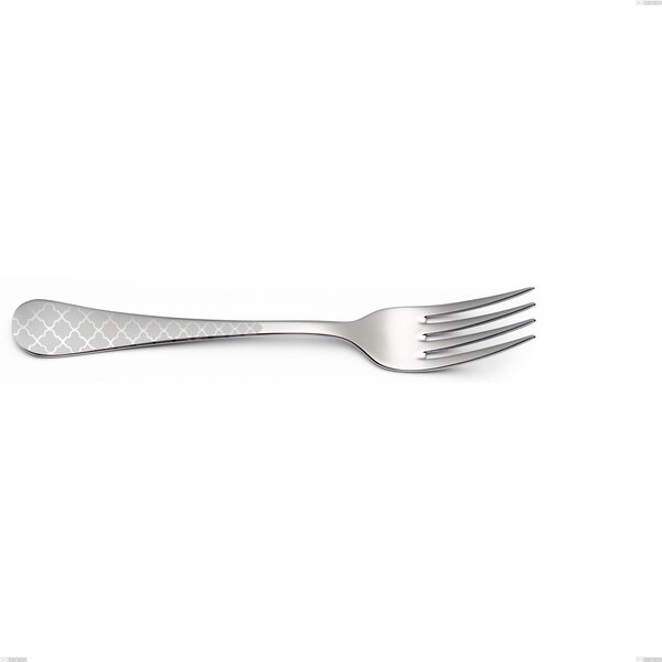 Milano Damask Serving Fork, 18/10 (AISI304) Polished Stainless Steel Damask Effect Laser Design, 2.5mm Thickness, 233mm Length