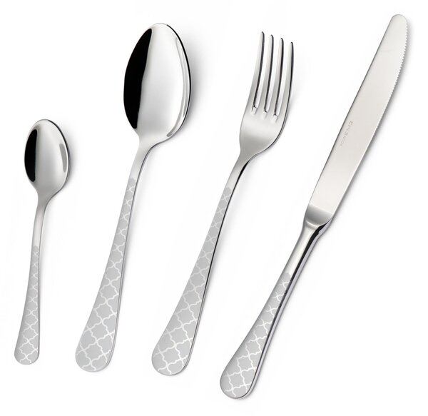 Milano Damask 30-piece cutlery set in panoramic packaging, 18/10 (AISI304) polished steel with damask effect, thickness 2.5 mm