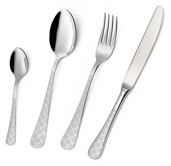 Set of 6 Milano Damask Coffee Spoons in Showcase Packaging, 18/10 (AISI304) Polished Stainless Steel with Damask Effect, 2.5 mm Thickness