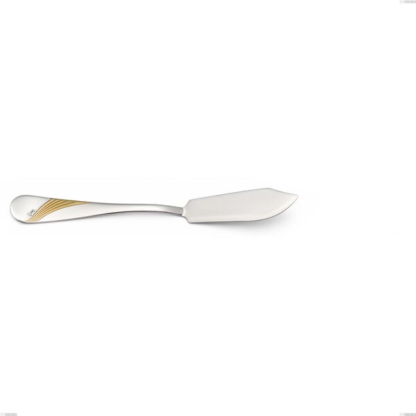 Milano Gold etched Fish Knife, 18/10 (AISI304) Polished Stainless Steel and Gold Finish, Polished Steel and Gold, 2.5 mm Thickness, Length 192 mm