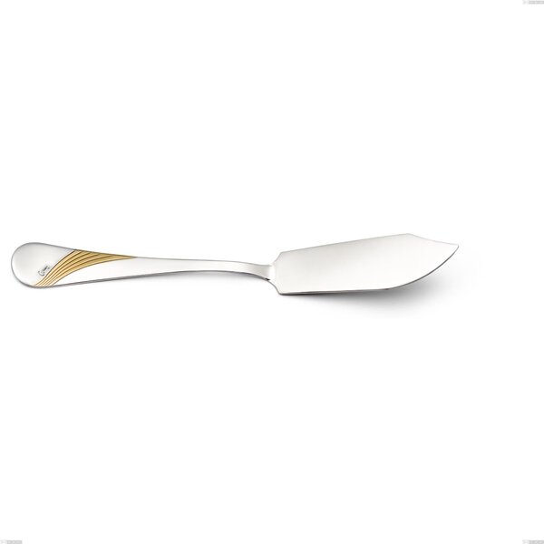 Milano Gold etched Fish Serving Knife, 18/10 (AISI304) Polished Stainless Steel and Gold Finish, Polished Steel and Gold, Thickness 2.5 mm, Length 253 mm