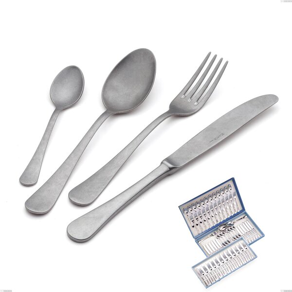 Milano Retro 75-piece cutlery set in canteen box, Vintage Stainless Steel (Aisi 304)