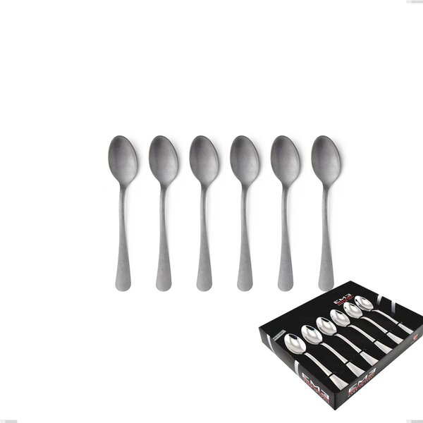 Set of 6 Milano Retro Coffee Spoons in Display Box, Stainless Steel (Aisi 304) Vintage