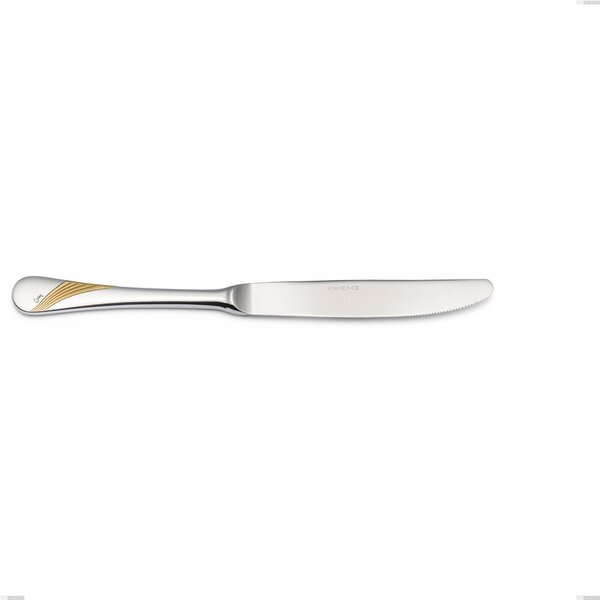 Milano Gold etched Table Knife, 18/10 (AISI304) Polished Stainless Steel and Gold Finish, Polished Steel and Gold, Thickness 2.5 mm, Length 240 mm
