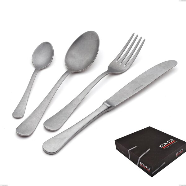 Milano Retro 49 Piece Cutlery Set in Gift Box, Vintage Stainless Steel (Aisi 304)