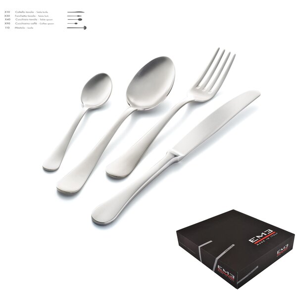 MILANO Sandblasted 49-piece Cutlery Set in 18/10 Sandblasted Stainless Steel, 2.5 mm Thickness, in Gift Box