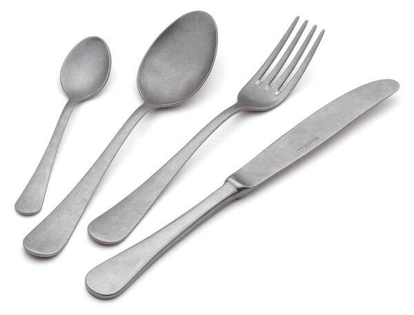 MILANO RETRO' 24 Piece Cutlery Set in 18/10 Stainless Steel with Mirror Polish and Vintage Finish