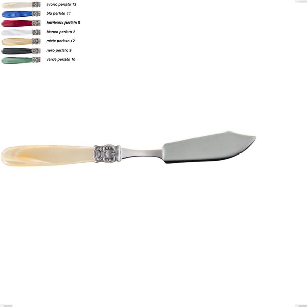 Mona Lisa Fish Knife, Polished 18/10 AISI 304 Stainless Steel with Pearlescent Acrylic Handle, Length 215 mm