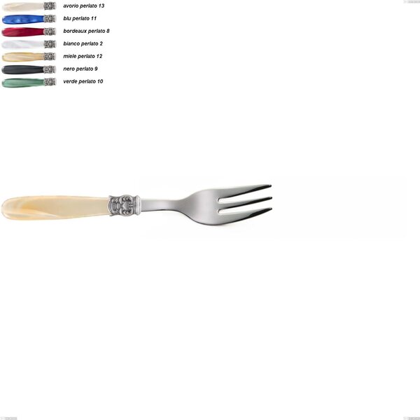 Mona Lisa Dessert Fork, 18/10 AISI 304 Polished Stainless Steel with Pearlescent Acrylic Handle, Length 151 mm