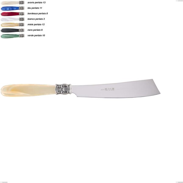 Mona Lisa Cake Knife, Polished 18/10 AISI 304 Stainless Steel with Pearlised Acrylic Handle, Length 231 mm