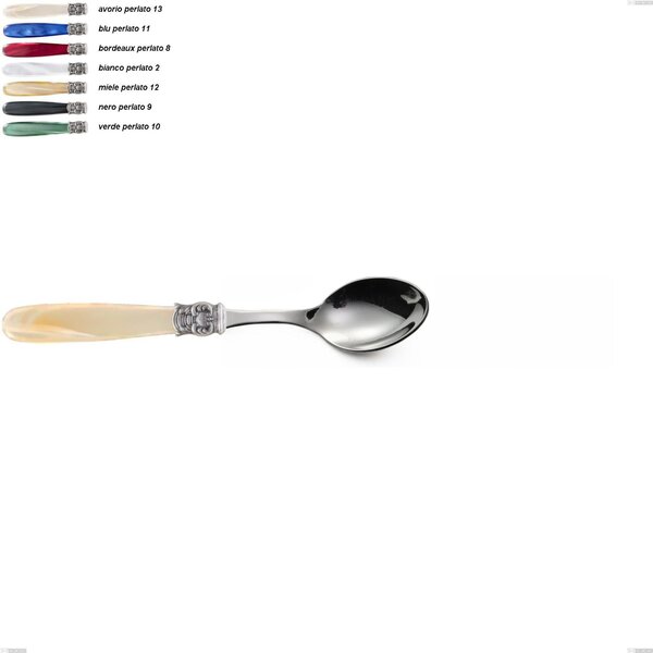 Mona Lisa Dessert Spoon, 18/10 AISI 304 Polished Stainless Steel with Pearlescent Acrylic Handle, Length 156 mm