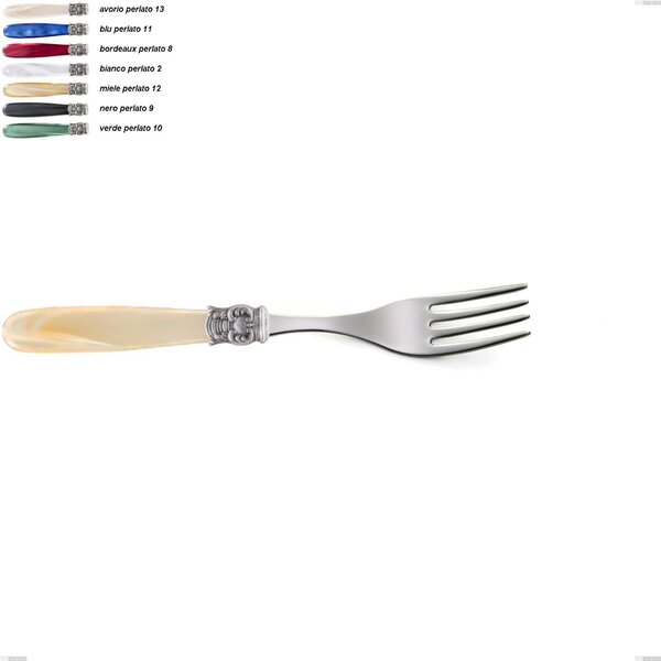 Mona Lisa Table Fork, Polished 18/10 AISI 304 Stainless Steel with Pearlescent Acrylic Handle, Length 209 mm