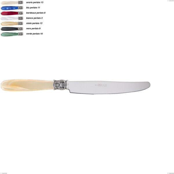 Mona Lisa Table Knife, Polished 18/10 AISI 304 Stainless Steel with Pearlescent Acrylic Handle, Length 226 mm