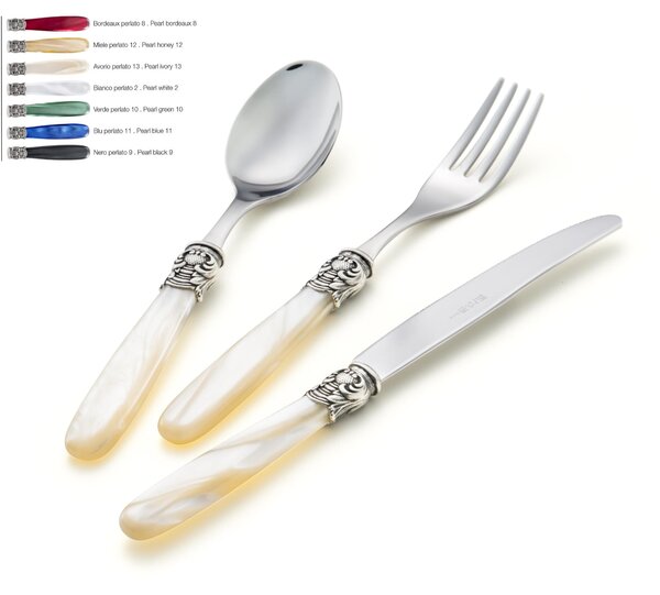 Colourful 4-Piece MONA LISA Cutlery Set for One Place Setting with 18/10 Band on Handles in Display Packaging