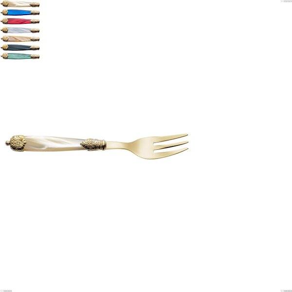 Mirage Pearl Tin Gold Dessert Fork, 18.10 Stainless Steel with Gold-Coloured PVD Finish, Methacrylate Handles, Length 161 mm
