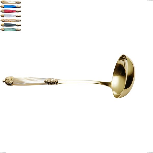 Mirage Pearl Tin Gold Ladle, 18.10 Stainless Steel with Gold-Coloured PVD Finish, Methacrylate Handles, Length 279 mm