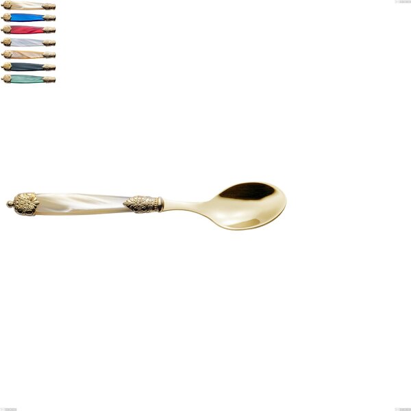 Mirage Pearl Tin Gold Coffee Spoon, 18.10 Stainless Steel with Gold-Coloured PVD Finish, Acrylic Handles, Length 152 mm