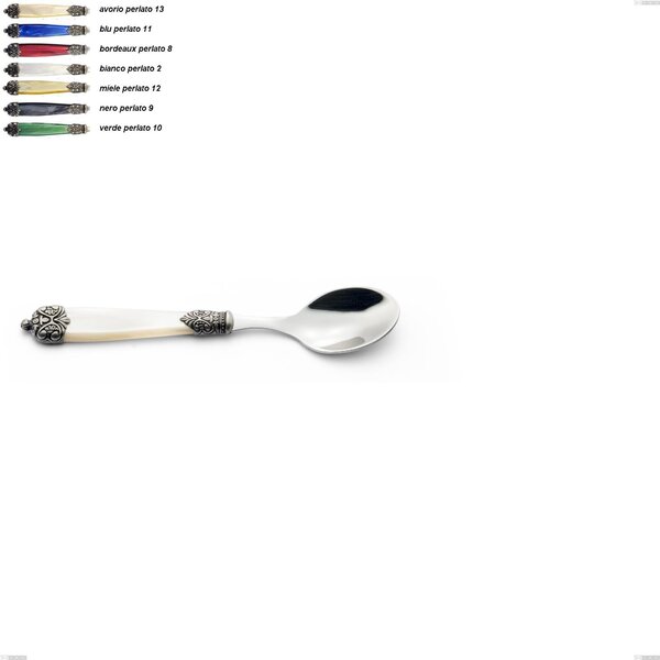 Mirage Coffee Spoon in 18.10 Stainless Steel (AISI304) 152 mm with Pearl Handle and Double Ring Dishwasher Safe