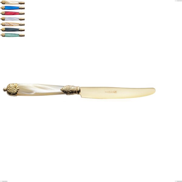 Mirage Pearl Tin Gold Table Knife, 18.10 Stainless Steel with Gold-Coloured PVD Finish, Acrylic Handles, Length 237 mm