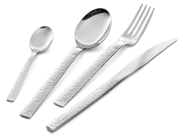 Set of 6 Marte Coffee Spoons in Display Case, Stainless Steel 18/10 (AISI304), Hammered Finish Thickness 2.5 mm
