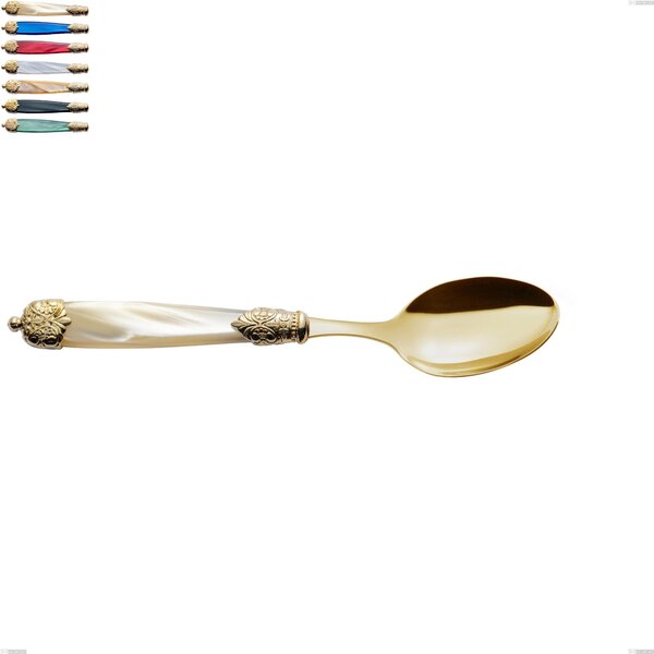 Mirage Pearl Tin Gold Table Spoon, 18.10 Stainless Steel with Coloured Gold PVD Finish, Acrylic Handles, Length 221 mm