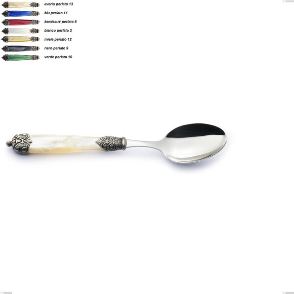 Mirage Table Spoon in 18.10 AISI304 Stainless Steel with Double Ring Pearl Handle Dishwasher Safe