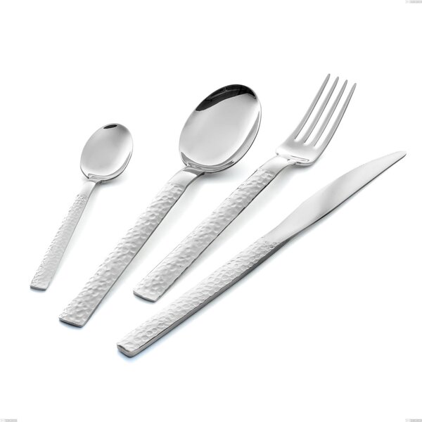 Marte Dessert Fork, Stainless Steel 18/10 (AISI304), Hammered Workmanship Thickness 2.5 mm, Length 150 mm