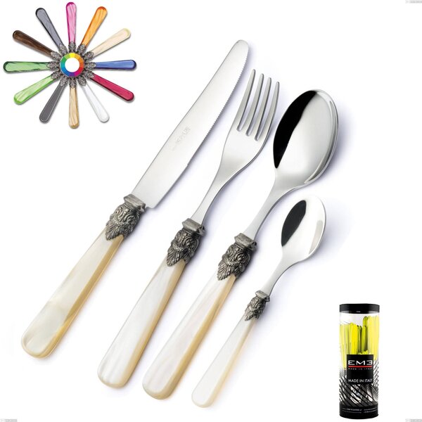 Cylinder Packaging 24 Pieces Napoleon Pearl Cutlery Set, (stainless steel 18.10 aisi304), methacrylate handles