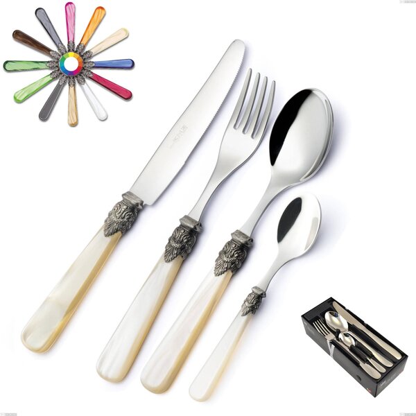 Napoleon 24-Piece Cutlery Set in Space-Saving Packaging, Pearlised (18.10 AISI 304 Stainless Steel), Methacrylate Handles