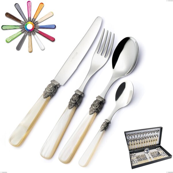 Napoleon 49 Piece Cutlery Set in Canteen Box, Pearl Finish, (18.10 AISI 304 Stainless Steel), Methacrylate Handles