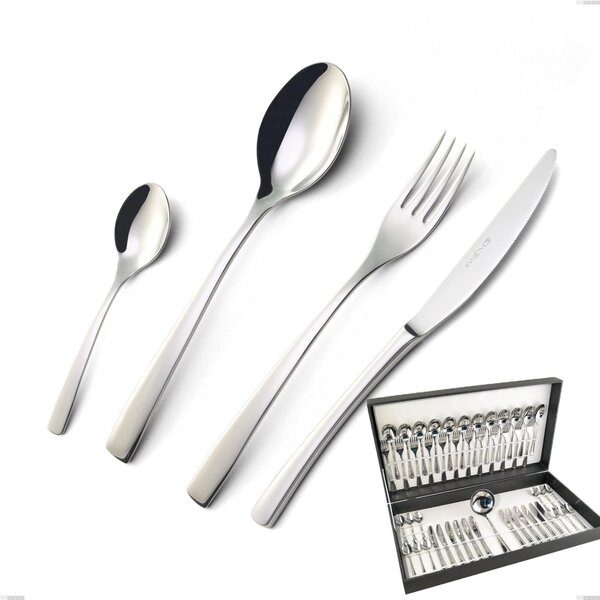 Onda 49 Piece Cutlery Set in Canteen Box, Polished Stainless Steel (Aisi 304)