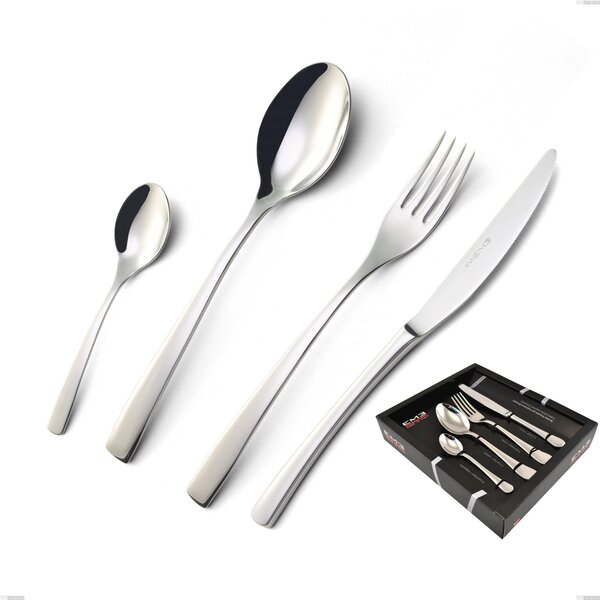 ONDA Cutlery Set 24 Pieces Stainless Steel 18.10 (AISI304) Polished Thickness 4.0 mm in Showcase Packaging