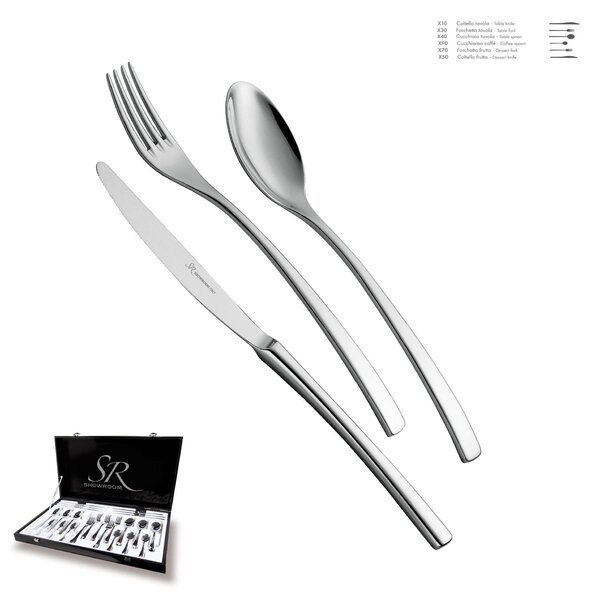 ONDA 36-piece Stainless Steel 18.10 (AISI304) Polished Cutlery Set 4.0 mm Thickness in Gift Box