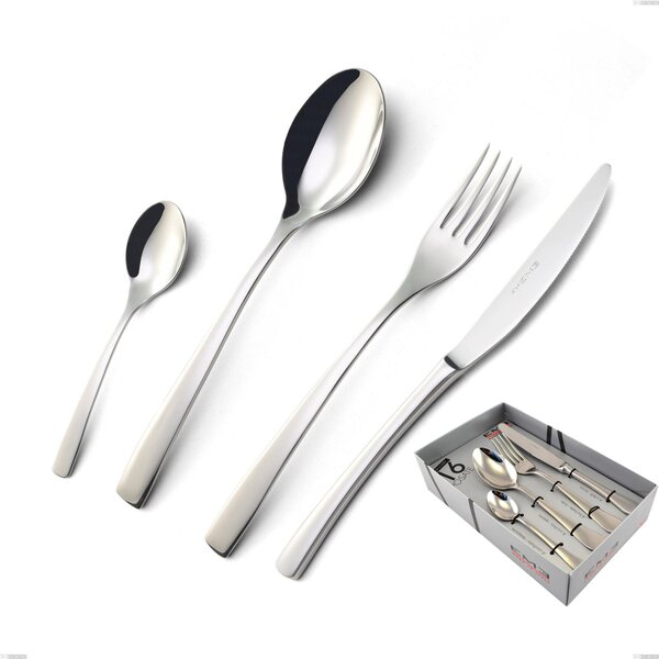 Onda 16-Piece Cutlery Set in Showcase Packaging, Polished Stainless Steel (Aisi 304)