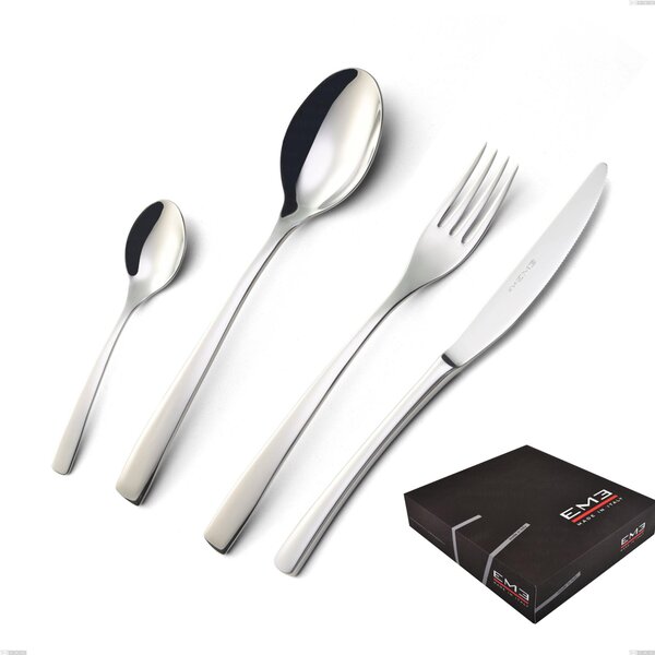 Onda 49 Piece Cutlery Set in Gift Box, Polished Stainless Steel (Aisi 304)