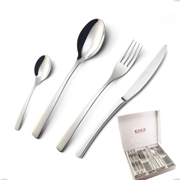 Onda 24-Piece Cutlery Set in Box, Polished Stainless Steel (Aisi 304)